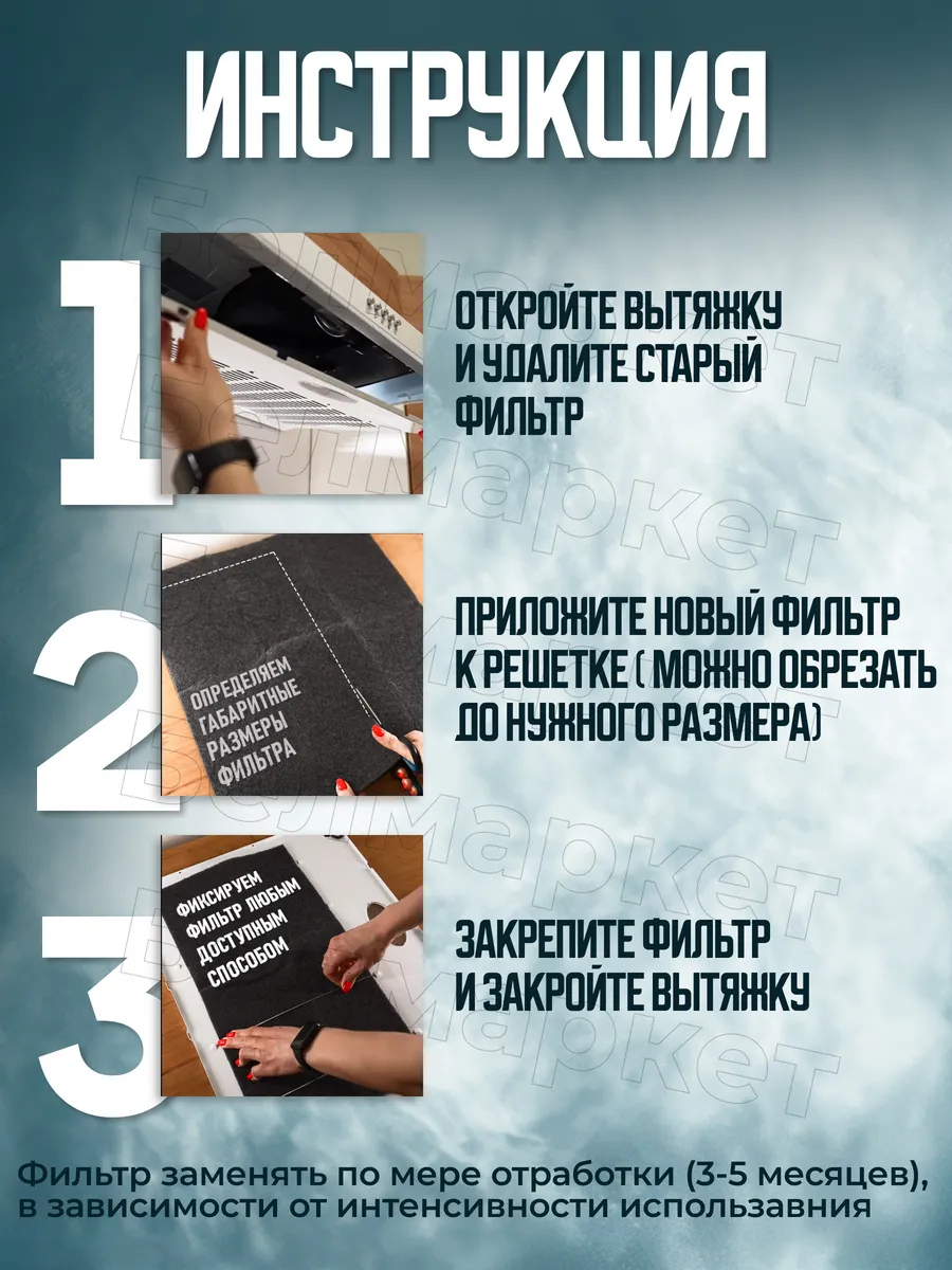 Фильтр жиропоглощающий для вытяжки универсальный