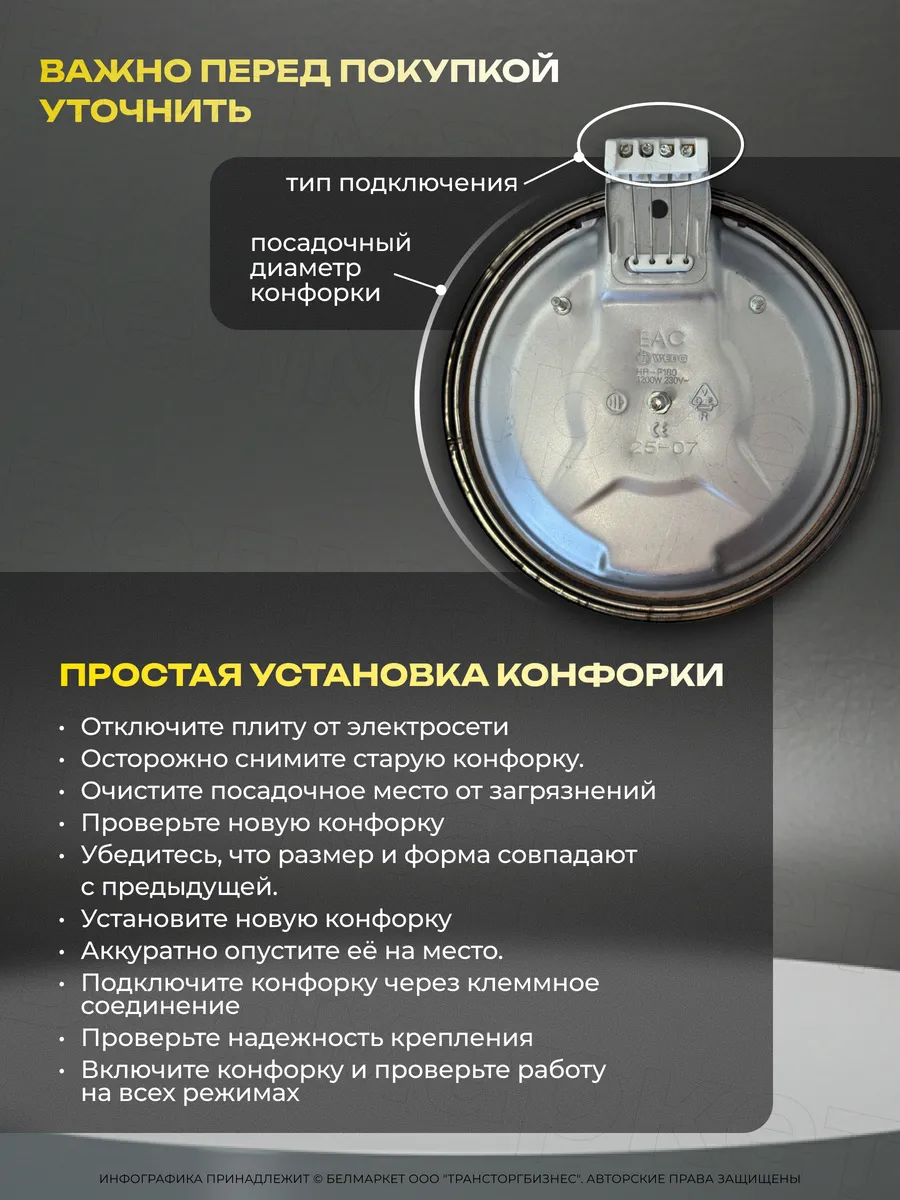 Конфорка для электроплиты 145 мм 1000 Вт ЭКЧ