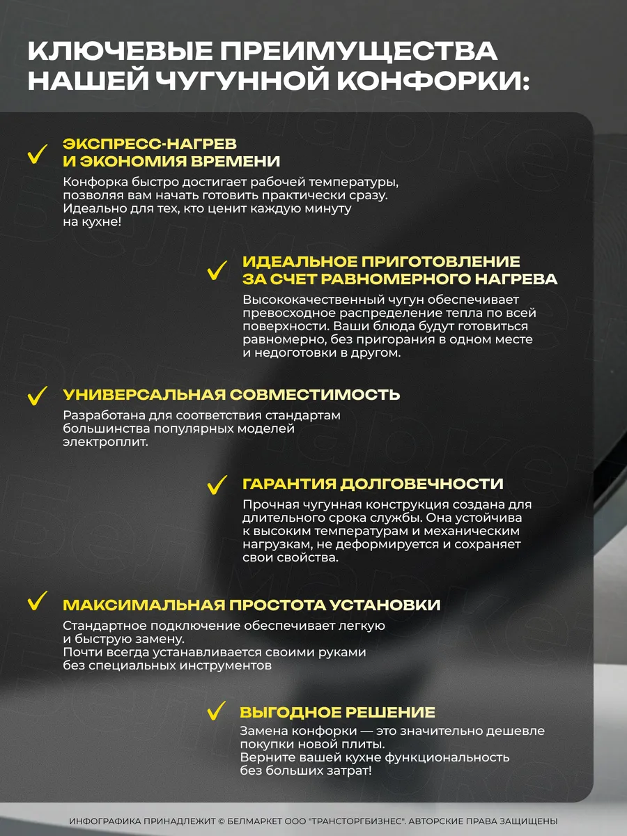 Конфорка для электроплиты 145 мм 1000 Вт ЭКЧ