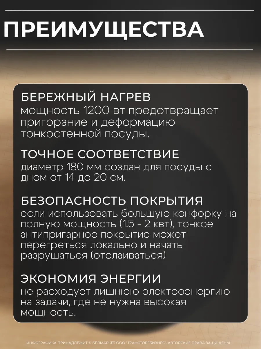 Конфорка для электроплиты 180 мм, 1,2 кВт