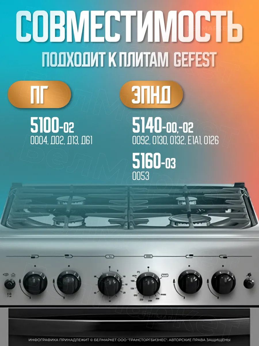 Ручка для газовой плиты Гефест 5100, 5140, 5160 - 1 шт.