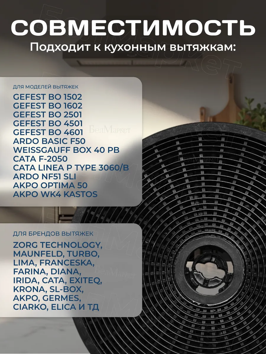 Угольный фильтр для вытяжки кассетный ФК1-01 ВО 2501, 2601